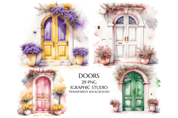 Watercolor Medirerranean Door Clipart Graphic Illustrations By Igraphic Studio