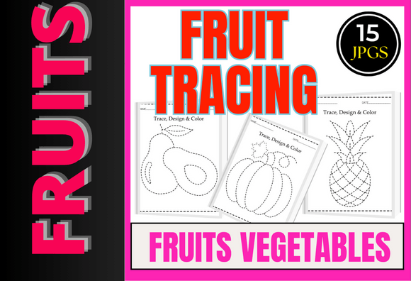 Preschool Fruits Tracing Coloring 15 JPG Graphic Print Templates By B - TXO ⭐⭐⭐⭐⭐ (9897)