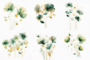 18 PNG Green & Gold Abstract Flowers Graphic AI Graphics By Cliptomania Creations 2