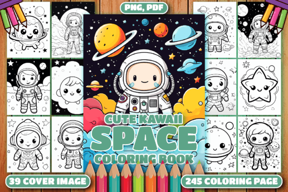 245 Cute Kawaii Space Coloring Pages V-2 Graphic Coloring Pages & Books Kids By CockPit