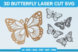 3D Butterfly Laser Cut SVG Gráfico SVG 3D Por syaid narindra 1