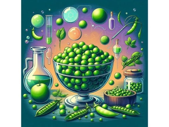4 Fresh Pea in Glass Bowl Grafika Ilustracje do Druku Przez A.I Illustration and Graphics