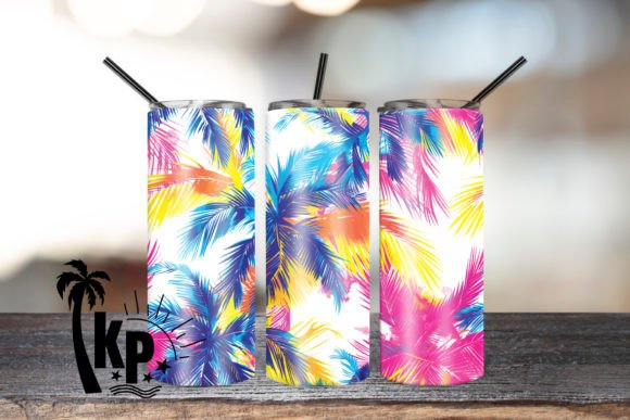 Colorful Palm Trees Tumbler Wrap Graphic Print Templates By KHAMPOL SHOP DESIGN