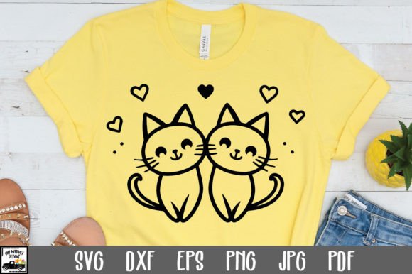 Cute Cat Buddies SVG File Grafik Plotterdateien Von oldmarketdesigns