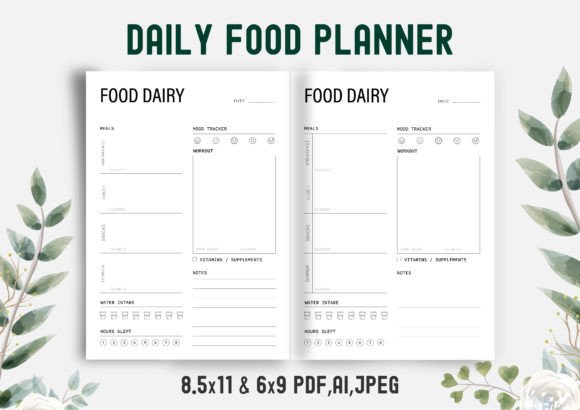 Daily Food Journal Template Graphic KDP Keywords By Dizblast