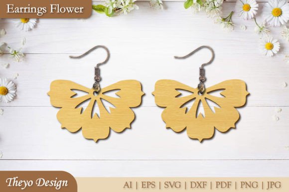 Flower Earrings Laser Cut SVG Afbeelding 3D-SVG Door Theyo Design