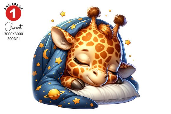 Giraffe Sleeping in the Blanket Clipart Grafik KI Transparente PNGs Von TheDigitalStore247