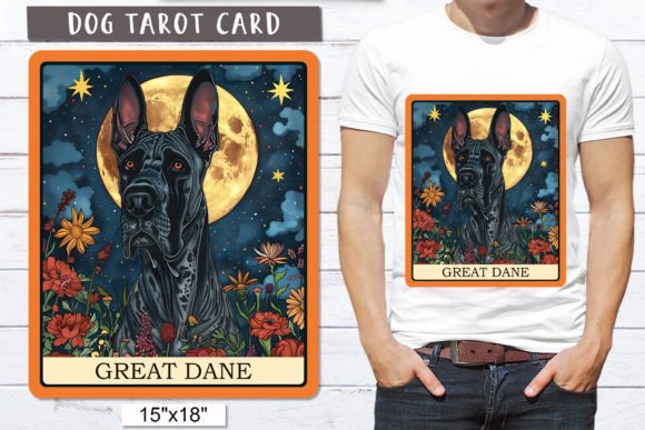 Great Dane Png | Tarot Card Image Grafik Druckbare Illustrationen Von Olga Boat Design