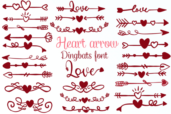 Heart Arrow Font Dingbat Font Di Nongyao