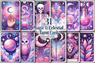 Magic & Celestial Tarot Card Sublimation Illustration Illustrations Imprimables Par Cat Lady 1