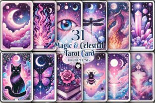 Magic & Celestial Tarot Card Sublimation Illustration Illustrations Imprimables Par Cat Lady 2