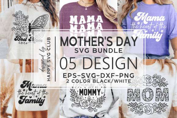 Mom Mama Mother’s Day SVG PNG Bundle Graphic T-shirt Designs By happy svg club