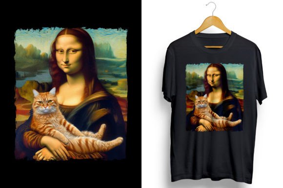 Mona Lisa Orange Cat PNG Sublination Afbeelding T-shirt Designs Door ORMCreative
