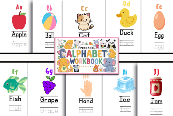 Preschool Alphabet Workbook Grafica Schede e Materiali Didattici Di Creative Express