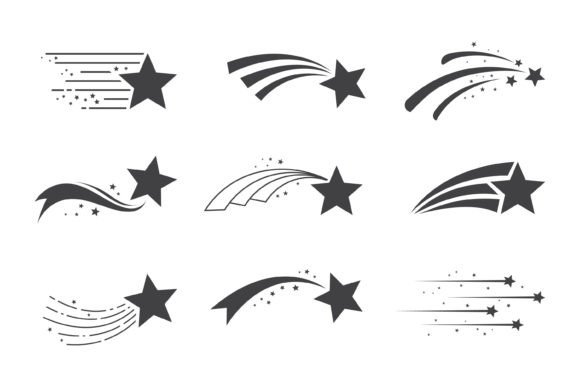 Set of Stars with Shooting Star Effect Graphic Icons By sabavector