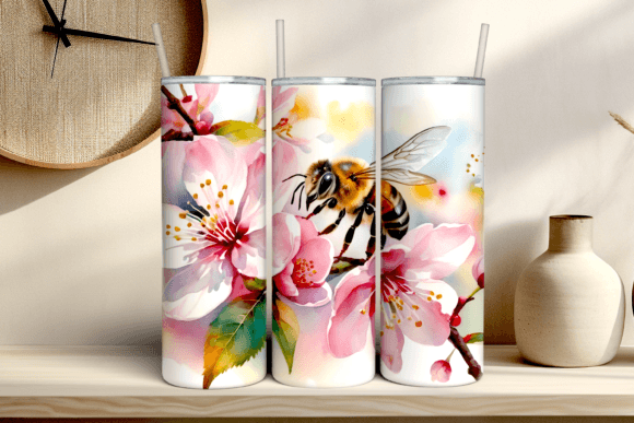 Watercolor Flowers Bee 20oz Tumbler Graphic Crafts By bilashdeb3d