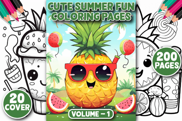 200 Cute Summer Fun Coloring Pages V - 1 Graphic Coloring Pages & Books Kids By royalerink