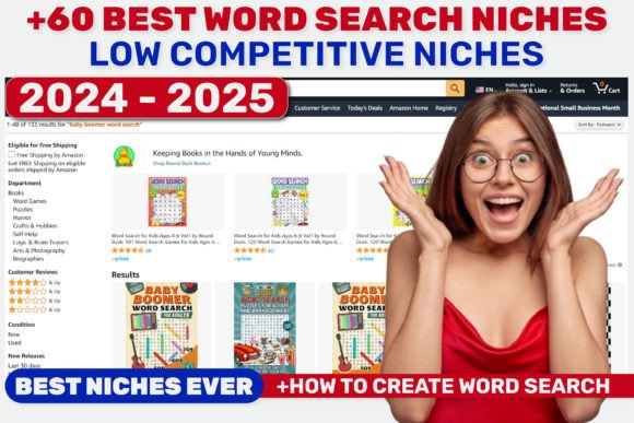BEST WORD SEARCH NICHES 2024 - 2025 Gráfico Palabras clave KDP Por PRO KDP TEMPLATES
