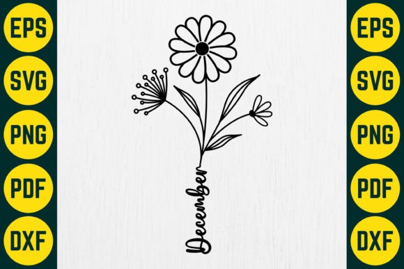 Birth Month Flowers SVG Design 12 Illustration Artisanat Par Craft Sublimation Design