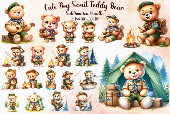 Boy Scout Teddy Bear Bundle Graphic Print Templates By Mayart