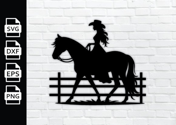 Cowgirl Horse Laser Cut Metal Sign, DXF Graphic 3D SVG By MetalWallArt