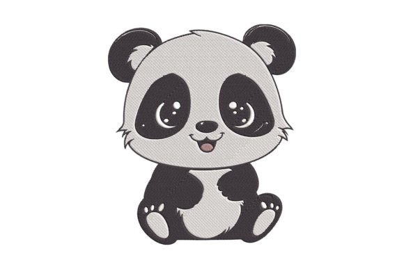 Cute Smile Panda Embroidery Baby Animals Embroidery Design By Nutty Creations