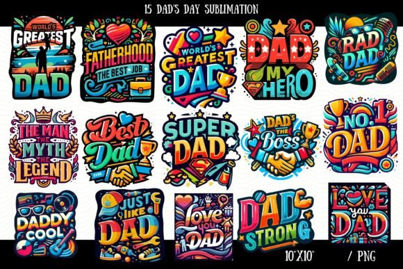 Dad's Day Sublimation Set Graphic Backgrounds By CuteLittleClipart