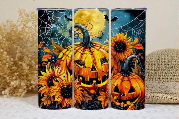 Halloween Tumbler Wrap Sunflowers Gráfico Manualidades Por BonnyDesign