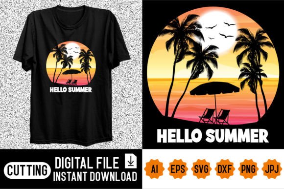 Hello Summer Shirt Design Gráfico Diseños de Camisetas Por Vision Art