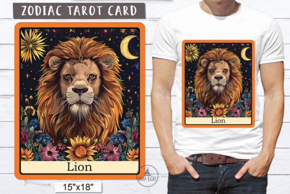 Lion Astrology Signs | Tarot Card Zodiac Graphic Illustrations By Olga Boat Design