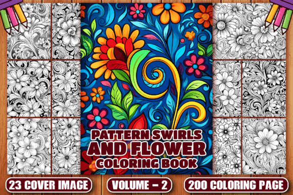 Pattern Swirls and Flower Coloring Pages Grafica Pagine e libri da colorare per adulti Di CockPit