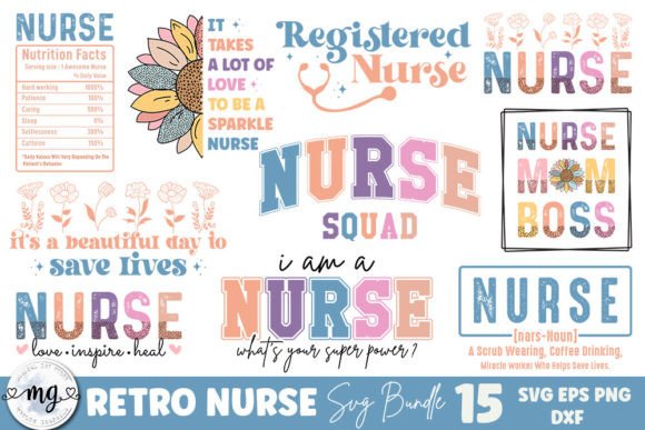 Retro Nurse SVG Bundle Graphic Crafts By Moslem Graphics