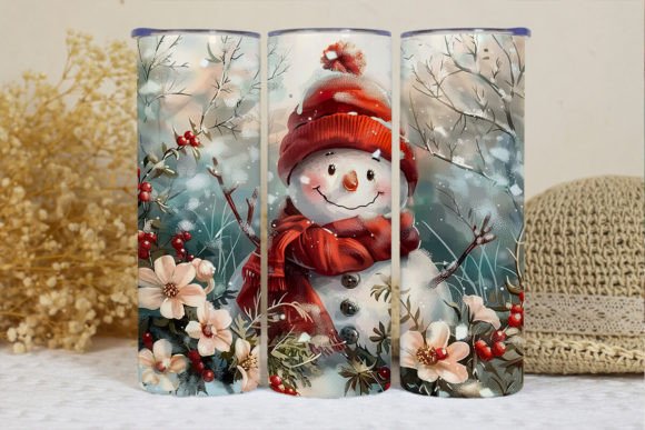 Snowman Christmas Tumbler Wrap Graphic Crafts By BonnyDesign