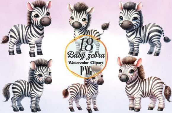 Watercolor Baby Zebra Clipart Bundle Graphic Illustrations By PinkDigitalArt