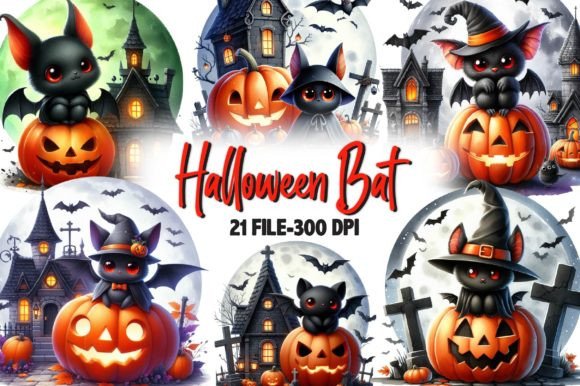Watercolor Halloween Bat Sublimation Graphic Illustrations By Dreamshop