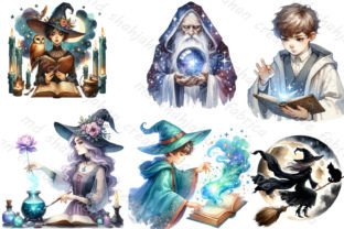 Wizard and Witch Watercolor Clipart Graphic Illustrations By Md Shahjahan 3