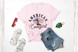 American Cowgirl, Retro 4th of July PNG Graphic T-shirt Designs By createaip 3