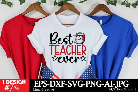 Best Teacher Ever SVG Cut File Illustration Designs de T-shirts Par Lima Creative
