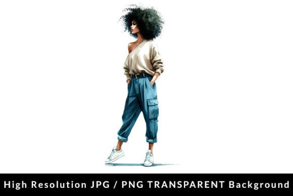 Casual African American Woman PNG Graphic AI Transparent PNGs By Formatoriginal