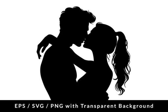 Couple Kissing Silhouette EPS SVG PNG Illustration Illustrations Imprimables Par Formatoriginal