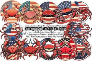 Crab American Flag 4th July Fishing PNG Graphic Print Templates By PrintExpert 1