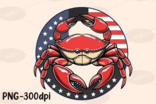 Crab American Flag 4th July Fishing PNG Graphic Print Templates By PrintExpert 15