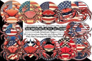 Crab American Flag 4th July Fishing PNG Graphic Print Templates By PrintExpert 2