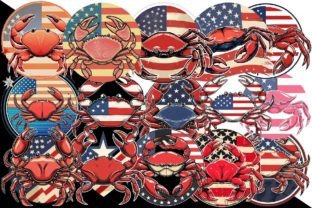 Crab American Flag 4th July Fishing PNG Graphic Print Templates By PrintExpert 3