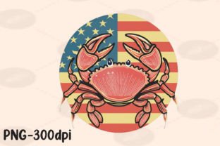 Crab American Flag 4th July Fishing PNG Graphic Print Templates By PrintExpert 6