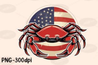 Crab American Flag 4th July Fishing PNG Graphic Print Templates By PrintExpert 7