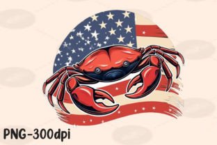 Crab American Flag 4th July Fishing PNG Graphic Print Templates By PrintExpert 8