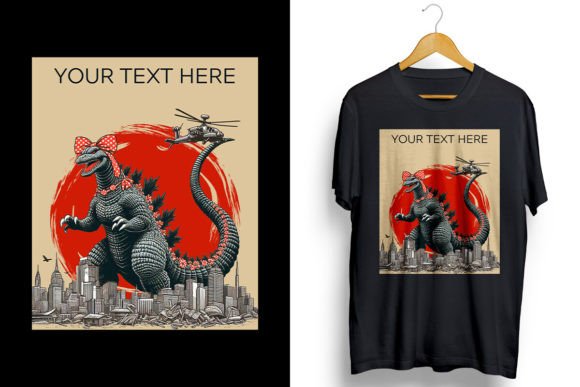 Custom Funny Godzilla PNG Sublimation Gráfico Designs de Camisetas Por ORMCreative