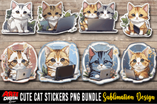Cute Cat Stickers, Cat Kawaii Stickers Afbeelding Afdruk Sjablonen Door Arte Digital Designs 2
