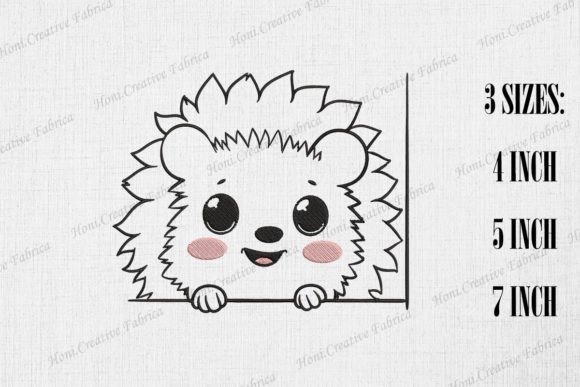 Cute Hedgehog Peeking from Wall Baby Animals Embroidery Design By Honi.designs